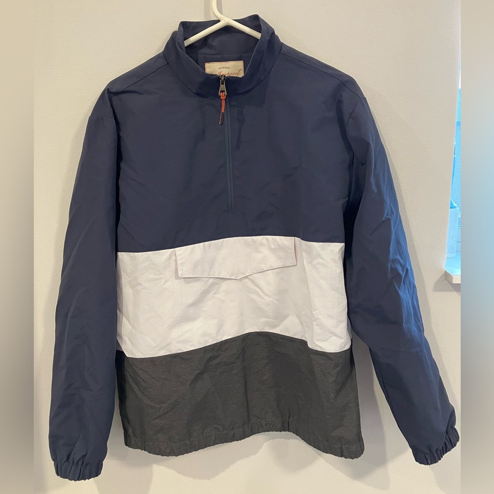 Unisex Medium Blue and White Windbreaker